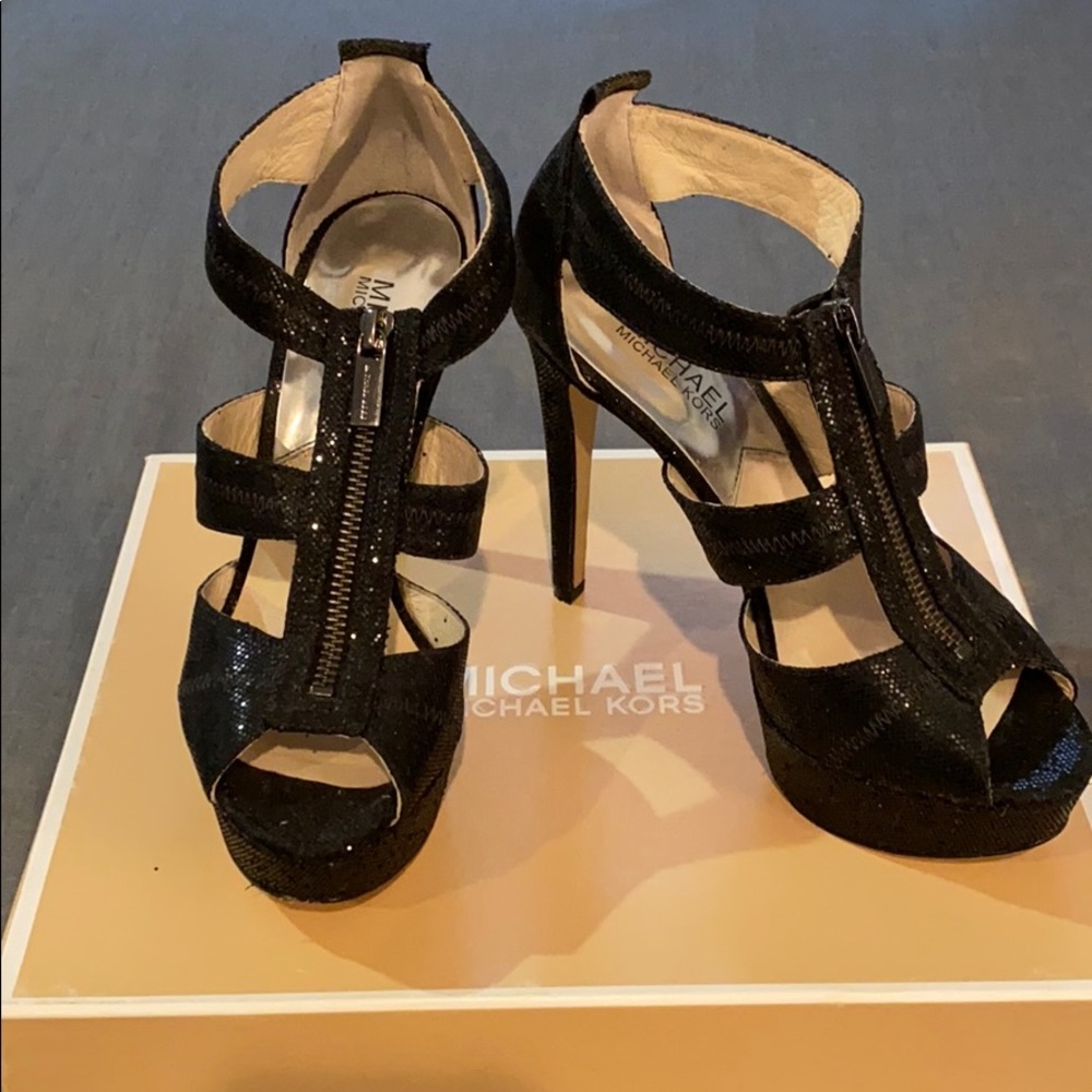 Michael Kors Black Glitter Sandals